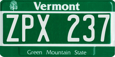 VT license plate ZPX237