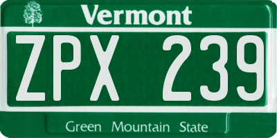 VT license plate ZPX239