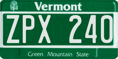 VT license plate ZPX240