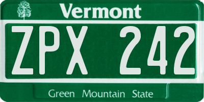 VT license plate ZPX242