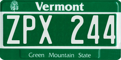 VT license plate ZPX244
