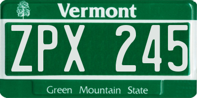 VT license plate ZPX245