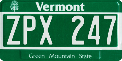 VT license plate ZPX247