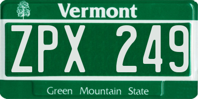 VT license plate ZPX249