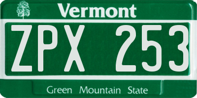 VT license plate ZPX253