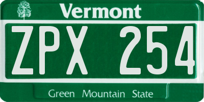 VT license plate ZPX254