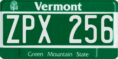 VT license plate ZPX256