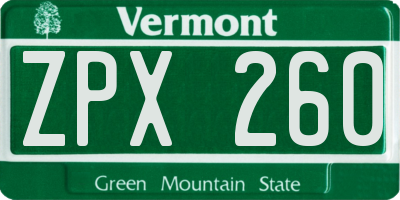 VT license plate ZPX260