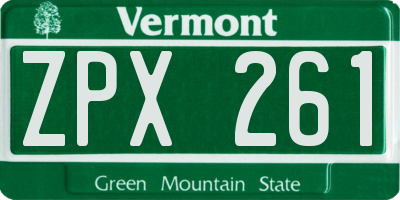 VT license plate ZPX261