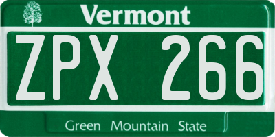 VT license plate ZPX266