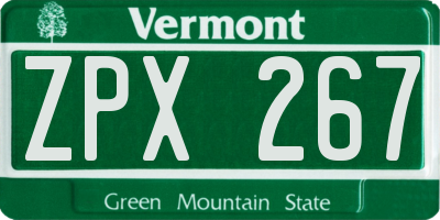 VT license plate ZPX267