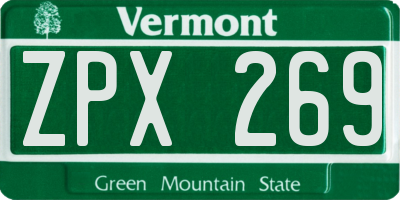 VT license plate ZPX269
