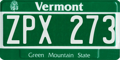 VT license plate ZPX273