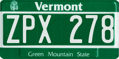 VT license plate ZPX278