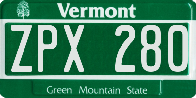 VT license plate ZPX280