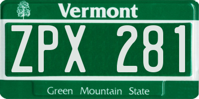 VT license plate ZPX281