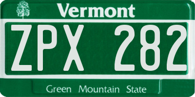 VT license plate ZPX282