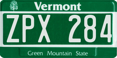 VT license plate ZPX284