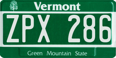 VT license plate ZPX286
