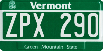 VT license plate ZPX290