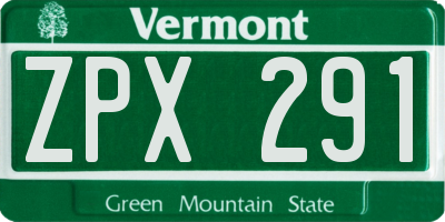 VT license plate ZPX291