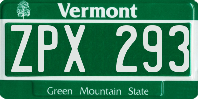 VT license plate ZPX293