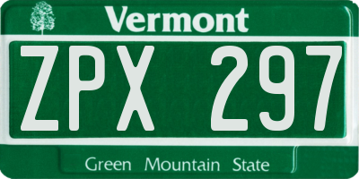 VT license plate ZPX297