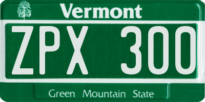 VT license plate ZPX300