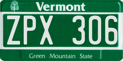 VT license plate ZPX306
