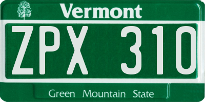 VT license plate ZPX310