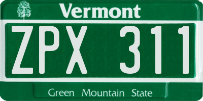 VT license plate ZPX311