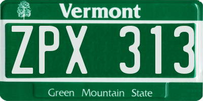 VT license plate ZPX313