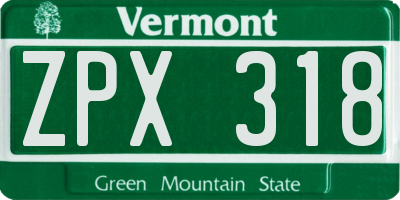 VT license plate ZPX318