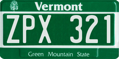 VT license plate ZPX321