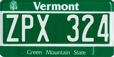VT license plate ZPX324