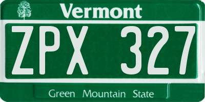VT license plate ZPX327