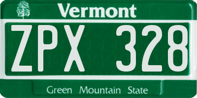 VT license plate ZPX328