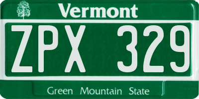 VT license plate ZPX329