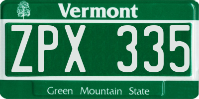 VT license plate ZPX335