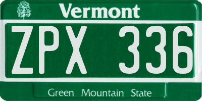 VT license plate ZPX336