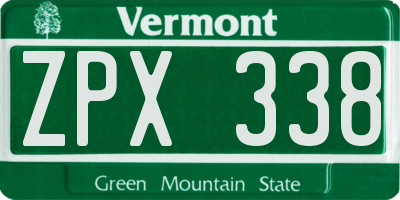 VT license plate ZPX338