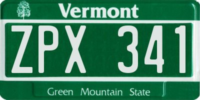 VT license plate ZPX341