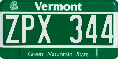 VT license plate ZPX344
