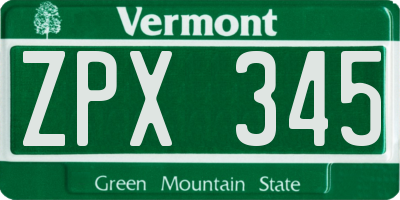 VT license plate ZPX345