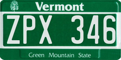 VT license plate ZPX346