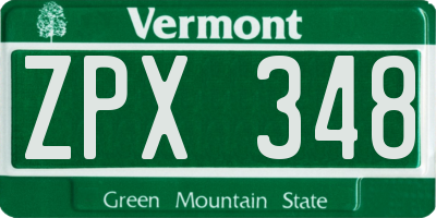 VT license plate ZPX348