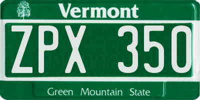 VT license plate ZPX350