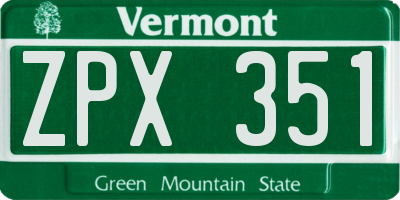 VT license plate ZPX351