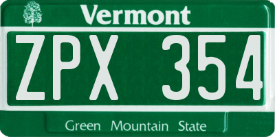 VT license plate ZPX354