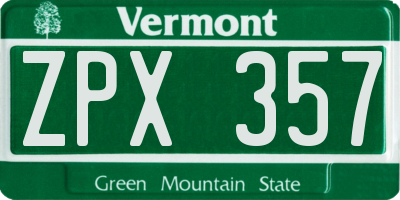 VT license plate ZPX357